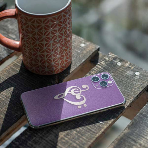 Purple Glitter Musical Heart iPhone 11 Pro Skin